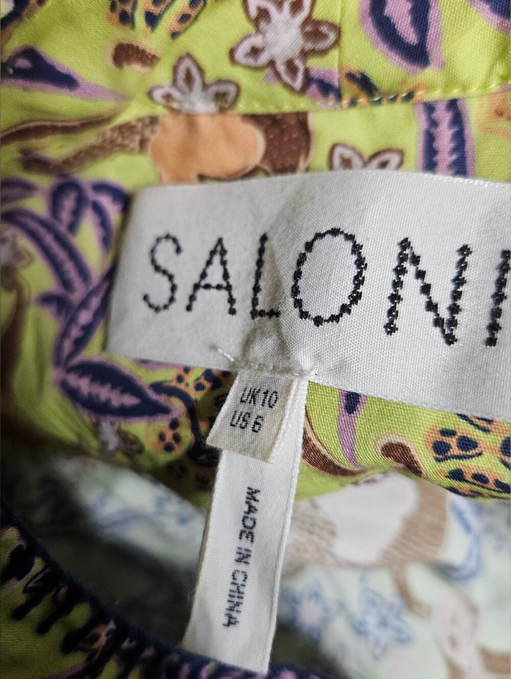 Saloni Ashley Mini Dress Citrus Monkey Print Poplin Size US 6 - Picture 7 of 9